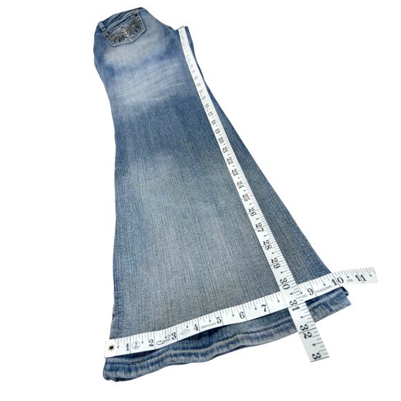 VTG Y2K Low Rise Flare Jeans 30x32* Bling Wings Embroidered Studded Bratz Grunge - Picture 7 of 13